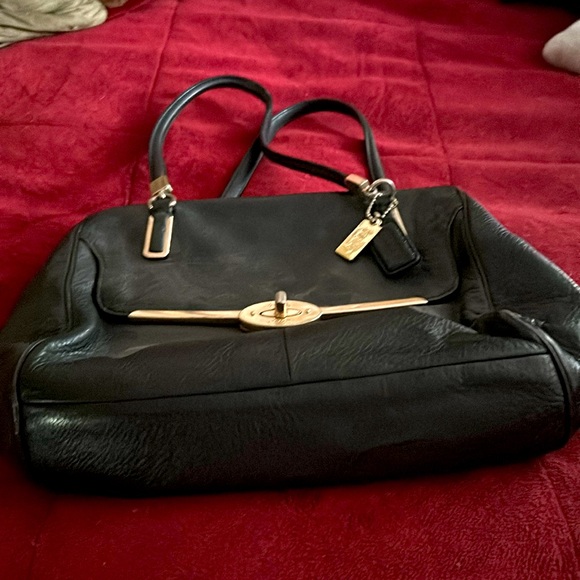 Black leather Coach handbag - Picture 3 of 5